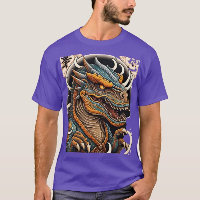 Camiseta de tatuaje japonés de dinosaurio (Anverso)