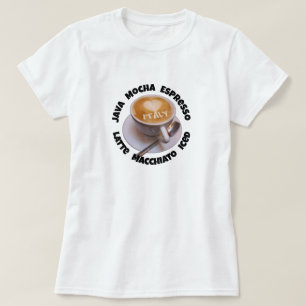 Camiseta de Taza de Café Cappuccino Italia Corazón