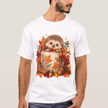 Camiseta de taza de café de erizo de otoño acogedo