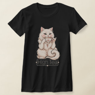 Camiseta de té alto de gato blanco elegante