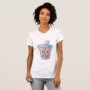 Camiseta de té de burbujas azul Kawaii   Burbuja s