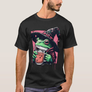 Camiseta De Té De Rana De Brujas Retro