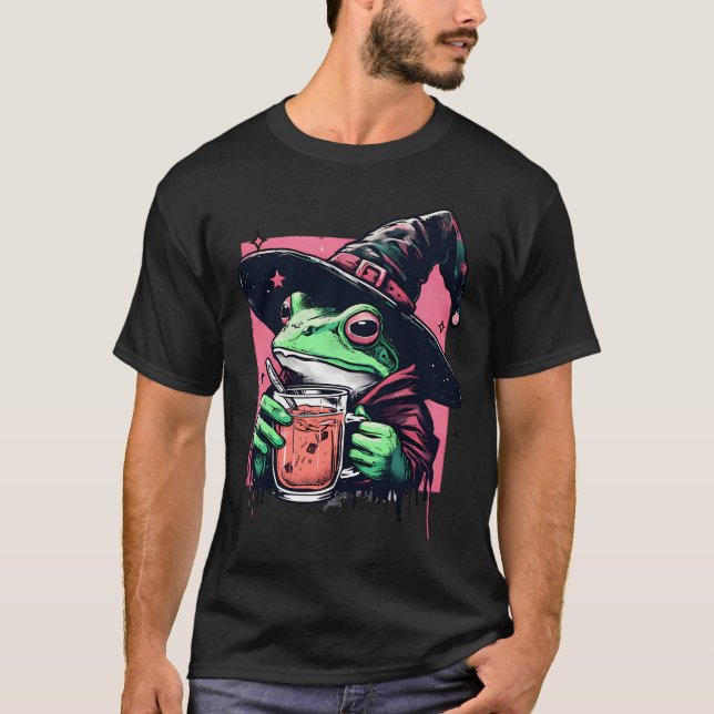 Camiseta De Té De Rana De Brujas Retro (Anverso)