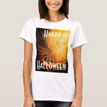 Camiseta de tela de araña espeluznante naranja neg