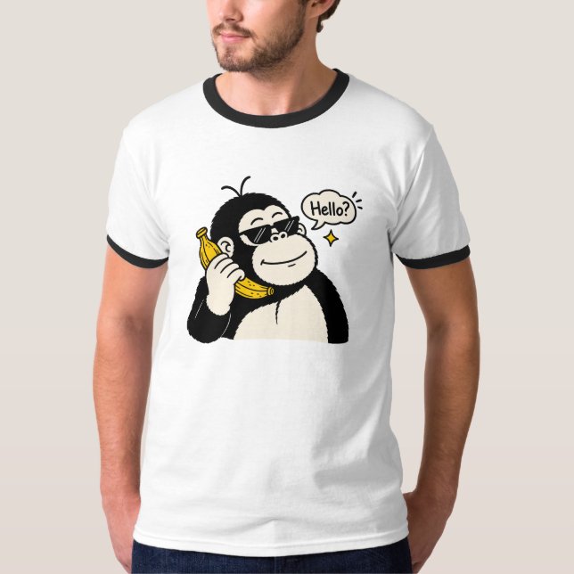 Camiseta de teléfono de plátano de gorila divertid (Anverso)