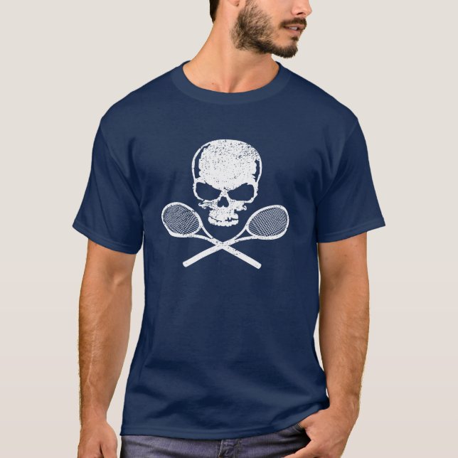 Camiseta de tenis con racquets y cráneo (Anverso)