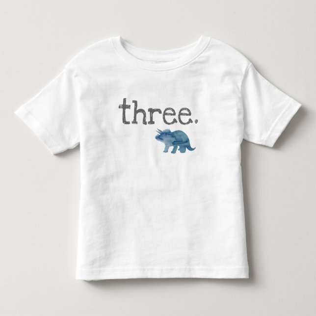 Camiseta de tercer cumpleaños de dinosaurio azul (Anverso)