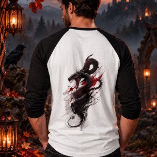 Camiseta de terror Dark Dragon – Dragón rojo y neg