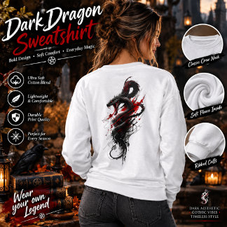 Camiseta de terror Dark Dragon – Dragón rojo y neg