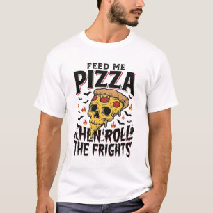 Camiseta de terror de pizza grabado vintage noche