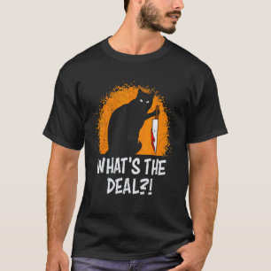 Camiseta de terror gato con cuchillo manchado de s