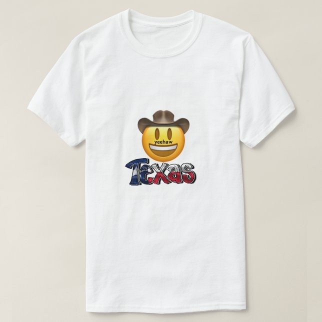 Camiseta de Texas vaquero de emoji blanca (Diseño del anverso)
