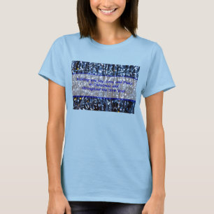 Camiseta de texto abstracto con luces azules