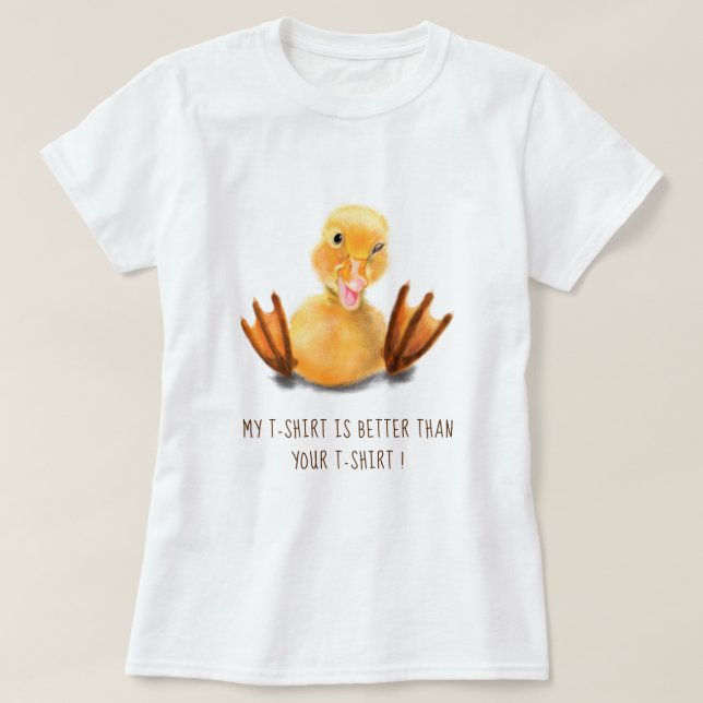 Camiseta de Texto Atractivo con Patito Amarillo Di (Diseño del anverso)