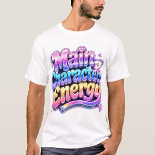 Camiseta de texto burbuja retro energía del person