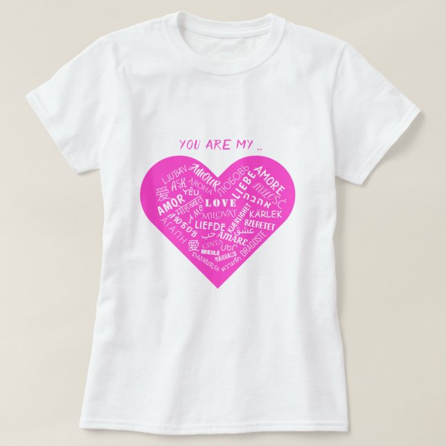 Camiseta de texto de amor romántico al corazón (Diseño del anverso)