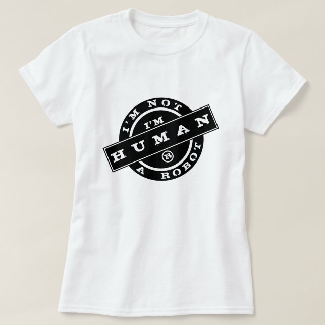Camiseta de texto de sello No soy un robot - Soy h (Diseño del anverso)