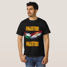 Camiseta de texto dorado de unidad con banderas de
