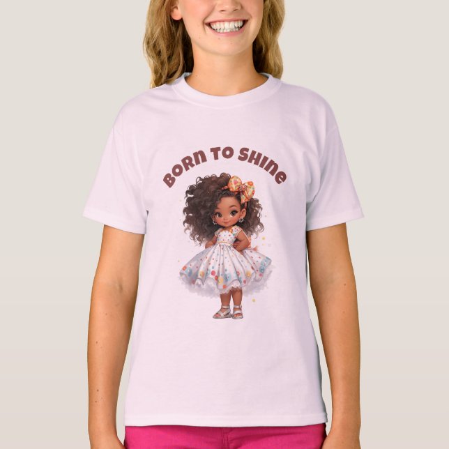 Camiseta de texto editable nacida para brillar par (Anverso)