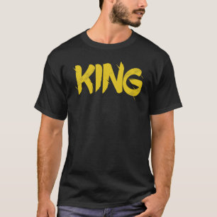Camiseta de texto grunge dorado KING - Dorado desg