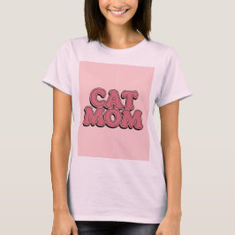 Camiseta de texto para gatos rosados