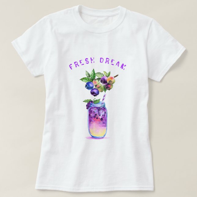 Camiseta de texto personalizado con bebida de jugo (Diseño del anverso)