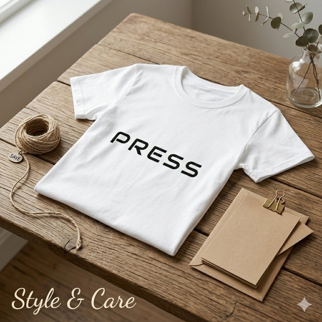 Camiseta de texto PRESS única con diseño minimalis (Unique PRESS Text Tee with Minimalist Design)