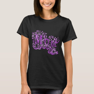 Camiseta de texto púrpura decorativa de mamá