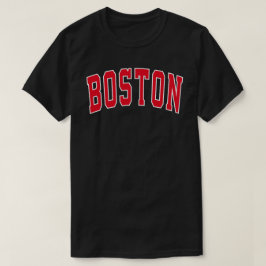 Camiseta de texto rojo estilo variación de Boston