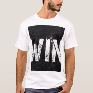 Camiseta de texto WIN con estilo grunge angustiado