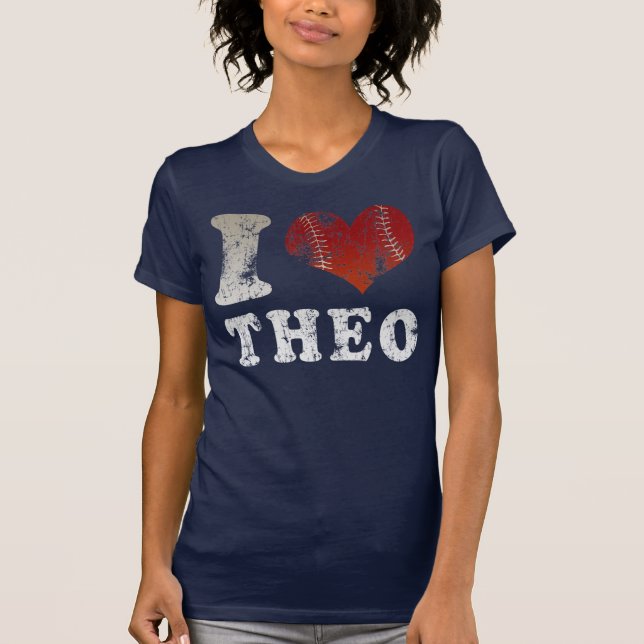 Camiseta de Theo del béisbol del corazón I (Anverso)