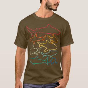 Camiseta de tiburón, camiseta de tiburón retro, re