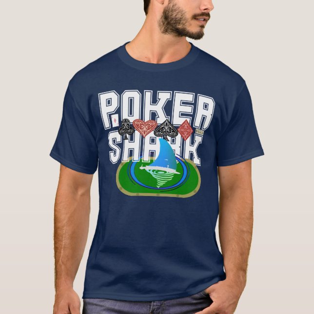 Camiseta de tiburón de póquer con tipografía super (Anverso)