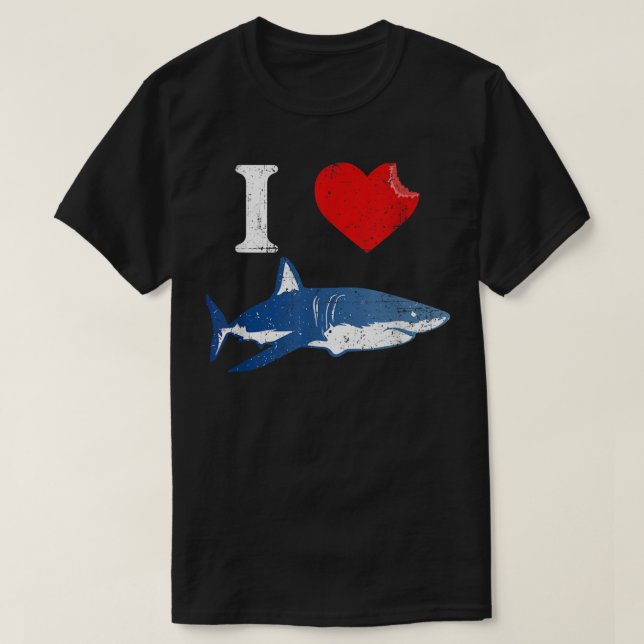 Camiseta de tiburón, me encantan las camisas de ti (Diseño del anverso)