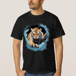 Camiseta de Tigre rugiendo en aguas azules
