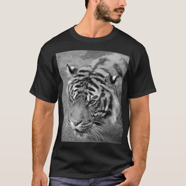 Camiseta de tigre siberiano negro y blanco para ho (Anverso)