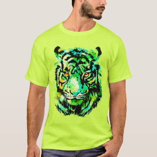 Camiseta de tigre verde - Dibujo de cara de tigre 