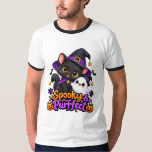 Camiseta de timbre de gato negro de Halloween espe