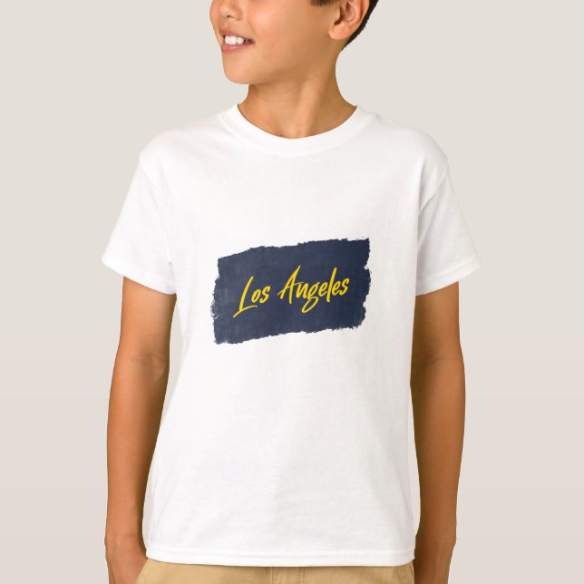 Camiseta de tipografía amarilla manuscrita de Los  (Anverso)