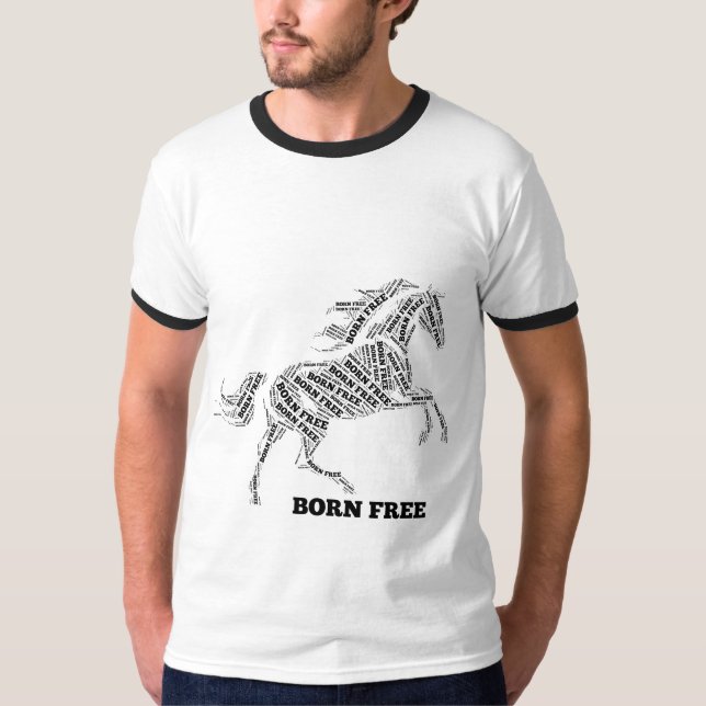 Camiseta de tipografía de caballo salvaje nacido l (Anverso)
