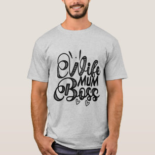 Camiseta de tipografía de esposa mamá jefa mona ma
