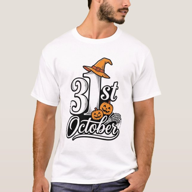 Camiseta de tipografía de Halloween 31 de octubre  (Anverso)