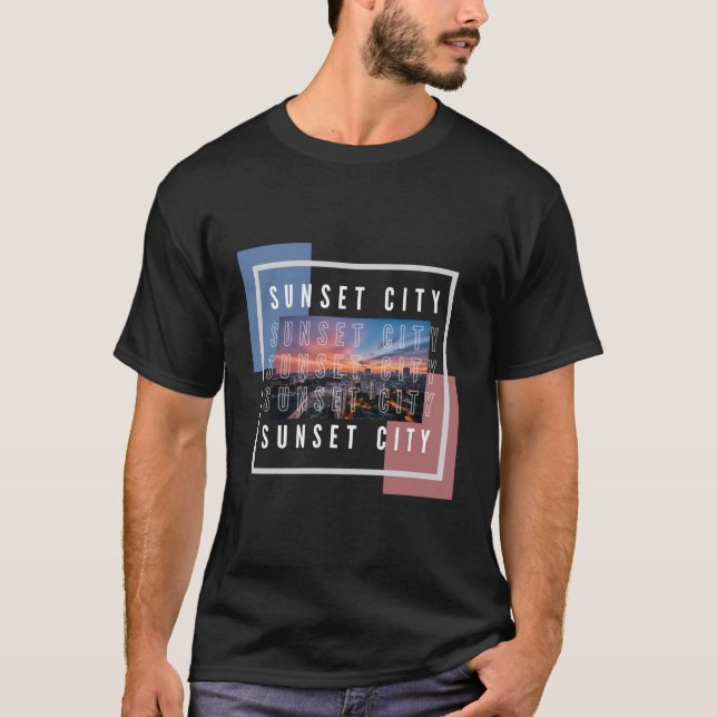 Camiseta de tipografía de la ciudad del atardecer  (Anverso)
