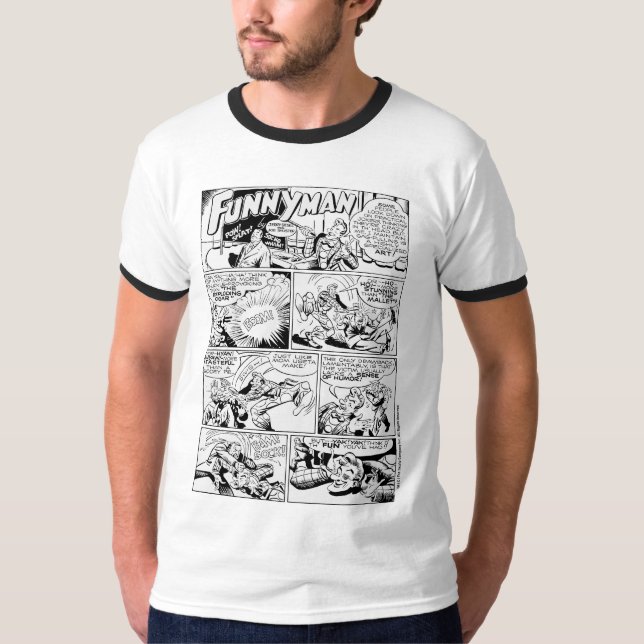 Camiseta de tira cómica "FUNNYMAN" de los años 40 (Anverso)
