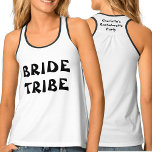 Camiseta De Tirantes Bachillerato De La Tribu Británica Negro Y Blanco<br><div class="desc">Una clásica camiseta de la tribu de novias blancas y negras para tu despedida de soltera. Para cambiar el nombre o borrar el texto,  haga clic en el botón de personalización. Recuerde editar ambos lados.</div>