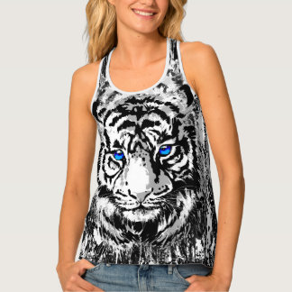 Camiseta De Tirantes Cabeza Siberiana del Tigre Blanco - Tanque de ojos