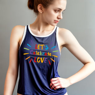 Camiseta De Tirantes Celebremos el vibrante tanque de mujeres arcoiris