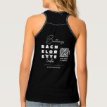 Camiseta De Tirantes Código QR de la Bachelorette Party<br><div class="desc">La cubierta del tanque negro está personalizada con el nombre de las novias, el código QR a una cuenta de Venmo para comprarle una bebida, y su etiqueta. Gran despedida de soltero o camisa de fin de semana de chica para que todos en la tribu de la novia se pongan....</div>
