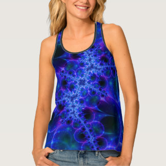 Camiseta De Tirantes Glow Stars | Arte fractal azul y blanco