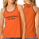 Camiseta De Tirantes Hermana De La Novia | Nombre personalizado del Nar<br><div class="desc">Este tanque de despedida de soltera es para la hermana de la novia. En un naranja de moda quemado. Añade su nombre,  ocasión y rol haciendo clic en el botón de personalización. Recuerde editar ambos lados.</div>